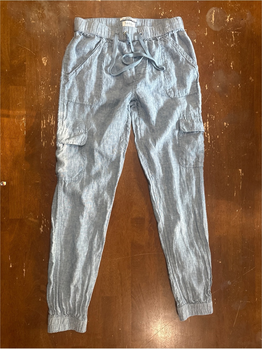 Nicole Miller Soft Sky Blue 100% Linen Pants